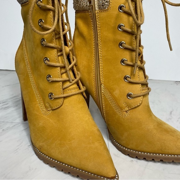 New! Steve Madden Karmen Lace Up Pointed Toe Heeled Bootie 7 1/2 M - Picture 9 of 14